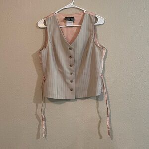 Classic Pinstripe Vest in Light Cream and Tan